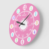 Leren om tijd te vertellen (roze) grote klok (Hoek)