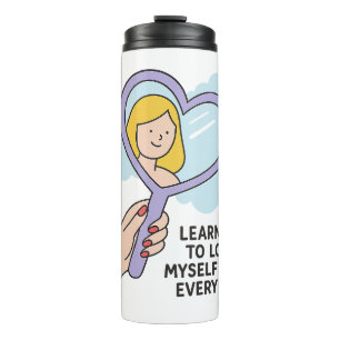 Leren om van mezelf te houden - Heart Mirror Illus Thermosbeker