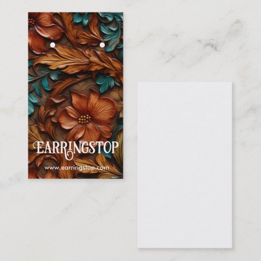 Leren ontwerp Westerne Patroon Oorbel Kaarten Visitekaartje (Voorkant / Achterkant)