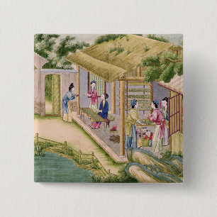 Leren over Silkwormen Vierkante Button 5,1 Cm