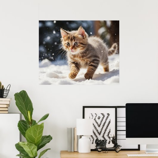 *~* Leren over Sneeuw Kat 5:4 Kitten Cat AP68 Poster (Thuiskantoor)