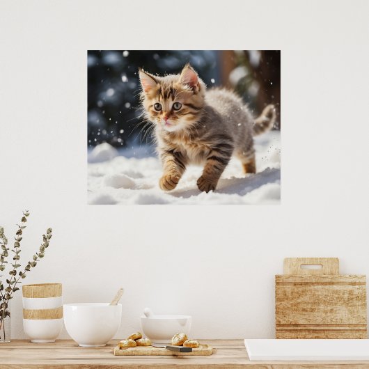 *~* Leren over Sneeuw Kat 5:4 Kitten Cat AP68 Poster (Keuken)