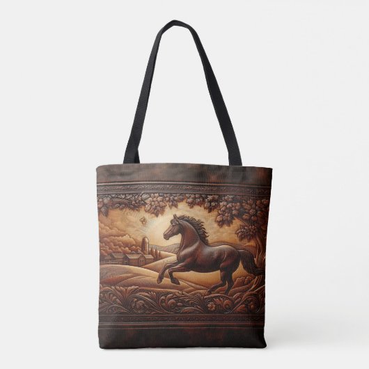 Leren Paard Ranch Scène Tote Bag (Achterkant)