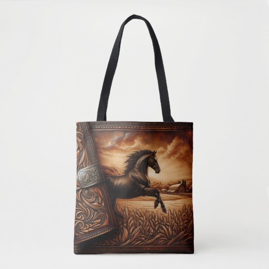 Leren Paard Ranch Sunset Tote Bag (Voorkant)