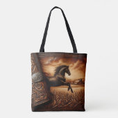 Leren Paard Ranch Sunset Tote Bag (Achterkant)