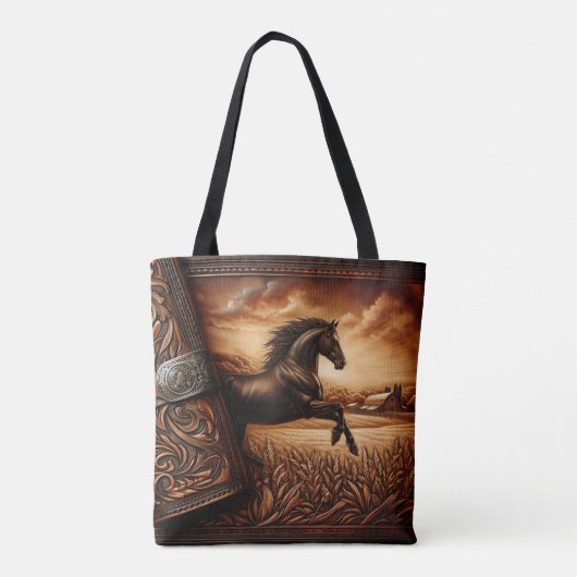 Leren Paard Ranch Sunset Tote Bag (Achterkant)