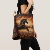 Leren Paard Ranch Sunset Tote Bag (Dichtbij)