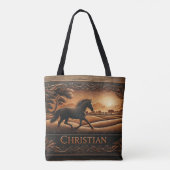 Leren Paard Ranch Sunset Tote Bag (Achterkant)