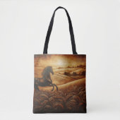 Leren Paardenranch Zonsondergang Tote Bag (Voorkant)