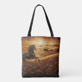 Leren Paardenranch Zonsondergang Tote Bag (Achterkant)