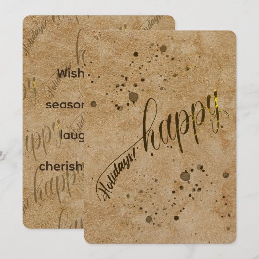 Leren platte kerstkaart met tan chamois motief (Voorkant / Achterkant)