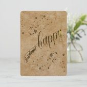 Leren platte kerstkaart met tan chamois motief (Staand voorkant)