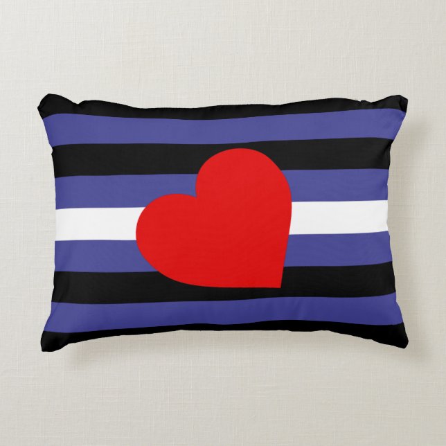 Leren Pride-vlag en hart Accent Kussen (Voorkant)