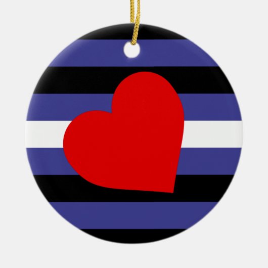 Leren Pride-vlag en hart Keramisch Ornament (Voorkant)