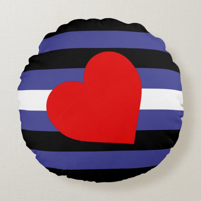 Leren Pride-vlag en hart Rond Kussen (Voorkant)