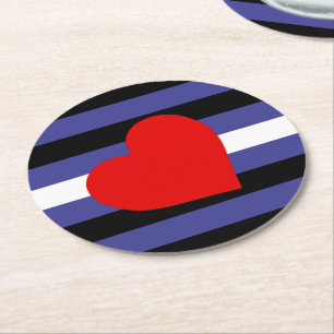 Leren Pride-vlag en hart Ronde Kartonnen Onderzetter