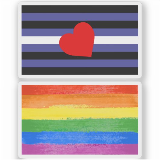 Leren Pride-vlag en Hart Sticker (Voorkant)