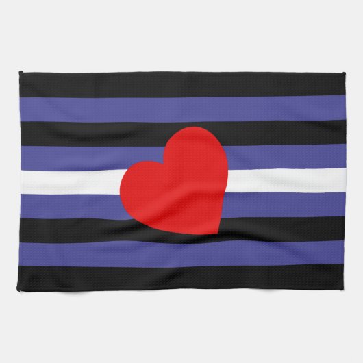 Leren Pride-vlag en hart Theedoek (Horizontaal)