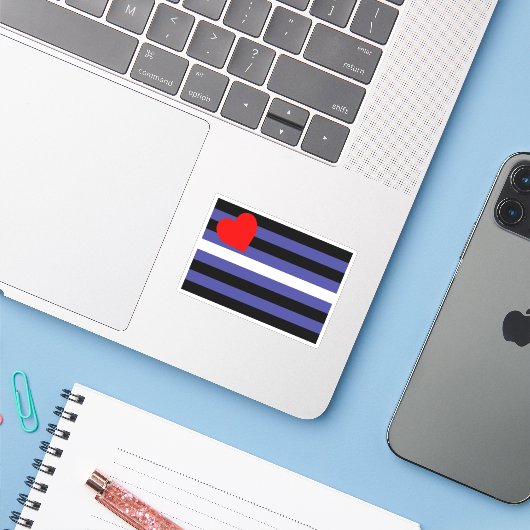 Leren Pride-vlag Sticker (Laptop met iPhone)