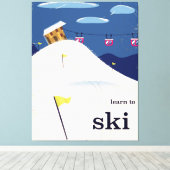 leren skiën  cartoon. canvas afdruk (Insitu (Houten vloer))
