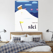 leren skiën  cartoon. canvas afdruk (Insitu (Slaapkamer))