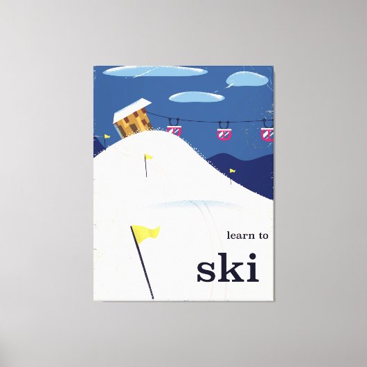 leren skiën  cartoon. canvas afdruk (Voorkant)