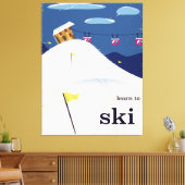 leren skiën  cartoon. canvas afdruk (Insitu (Woonkamer))