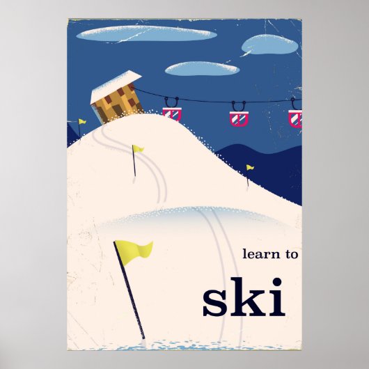 leren skiën  cartoon. poster (Voorkant)