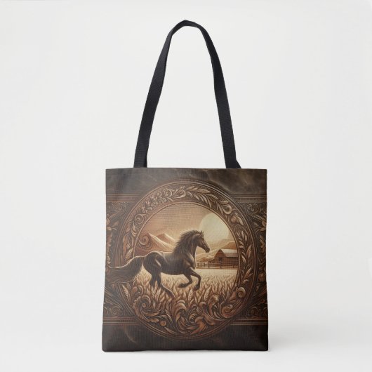 Leren snijwerk, Paard Ranch Tote Bag (Voorkant)