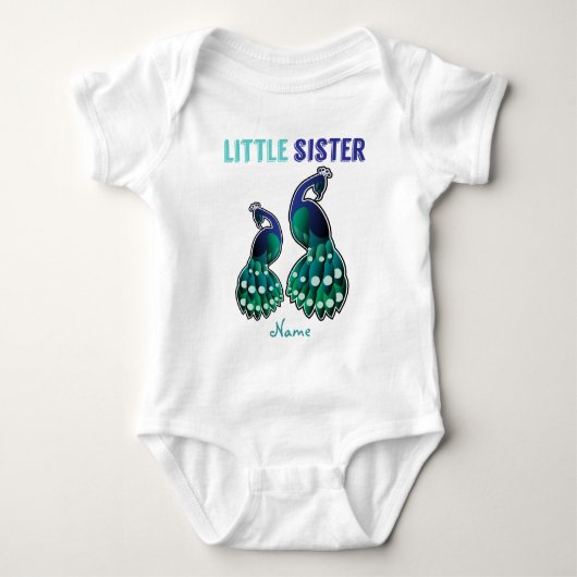Leren Snoep Little Sister Peacock Gepersonaliseerd Romper (Voorkant)