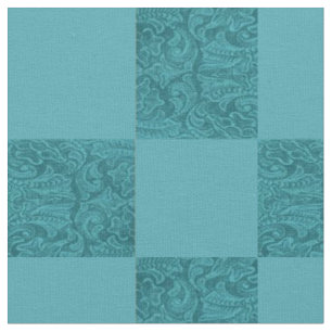 Leren Stempel Afdruk Turquoise Blokdruk Stof