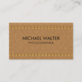 Leren stiksels in bruin | Luxe Visitekaartje (Voorkant)