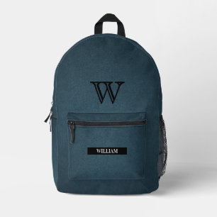 Leren structuur Zwarte Monogram naam Bedrukte Rugzak