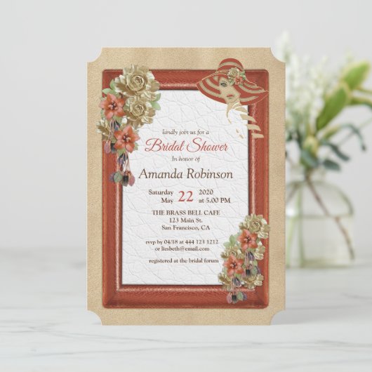 Leren & Suède Textuur Kunst Bruidsdouche Kaart (Staand voorkant)