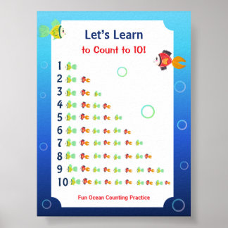 Leren tellen tot 10 poster voor kinderen