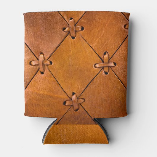 Leren textuur, natuurlijke zelfkant detail. blikjeskoeler (Voorkant)