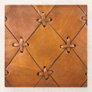 Leren textuur, natuurlijke zelfkant detail. glazen onderzetter