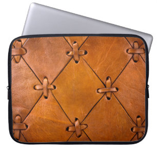 Leren textuur, natuurlijke zelfkant detail. laptop sleeve