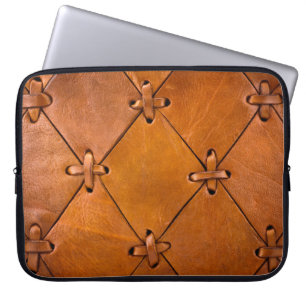 Leren textuur, natuurlijke zelfkant detail. laptop sleeve