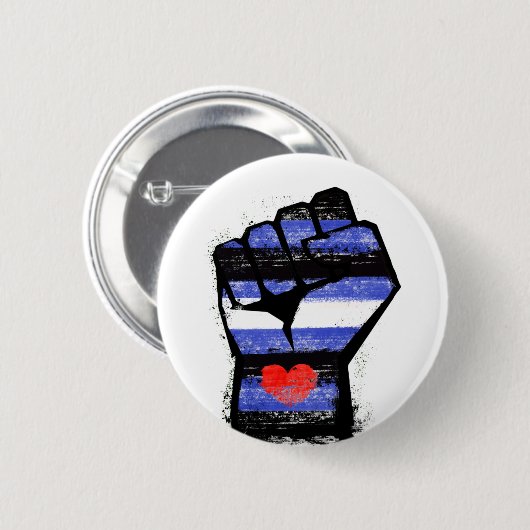Leren trots vuist ronde button 5,7 cm (Voorkant /achterkant)
