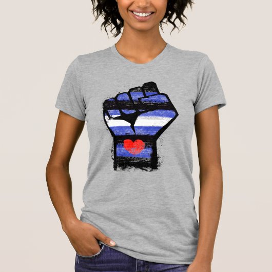 Leren trots vuist t-shirt (Voorkant)