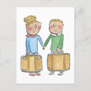 Leren Trouwdag Briefkaart