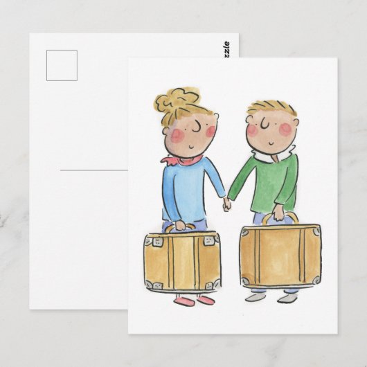 Leren trouwdag briefkaart (Voorkant / Achterkant)