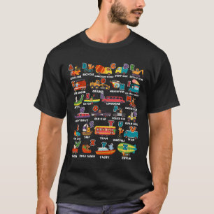 Leren Vervoer Dierlijke Brief ABCS Leraar T-shirt