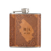 Leren Vintage Western Cowboy Initiaal Flacon (Voorkant)