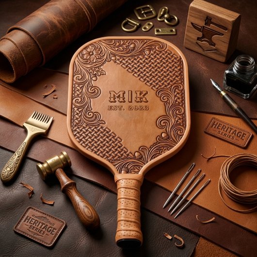 Leren Vintage Western Initialen Pickleball Paddle