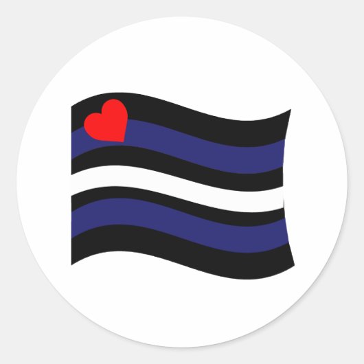 LEREN VLAG DIE WAAIT RONDE STICKER (Voorkant)
