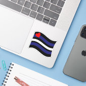 LEREN VLAG DIE WAAIT STICKER (Laptop met iPhone)