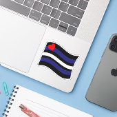 LEREN VLAG DIE WAAIT STICKER (Laptop met iPhone)