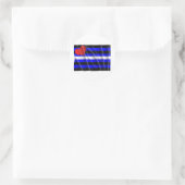 LEREN VLAG GOLVEND RONDE STICKER (Tas)
